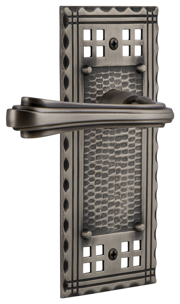 Craftsman Plate With Fleur Lever, Antique Pewter, Left-Handed