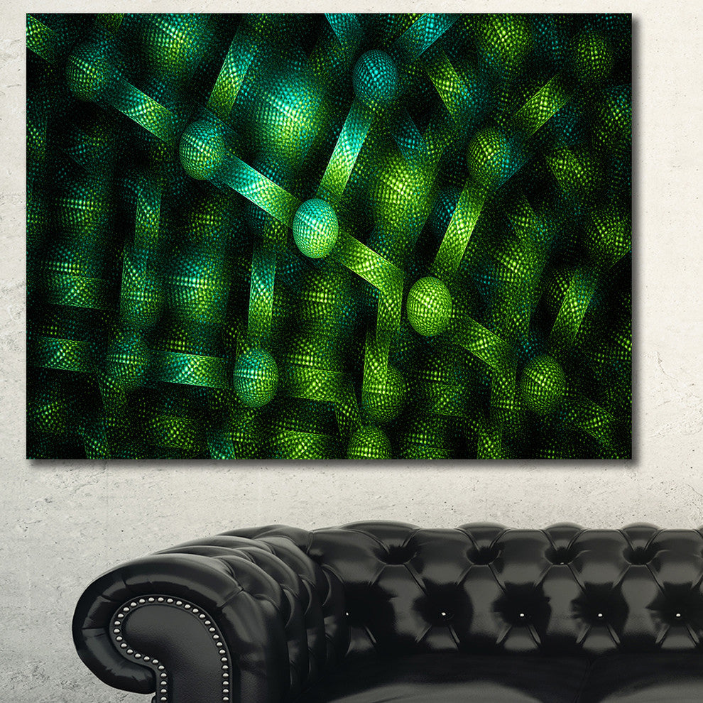 Crystal Cell Green Steel Texture, Oversized Abstract Canvas Art Print, 60x40