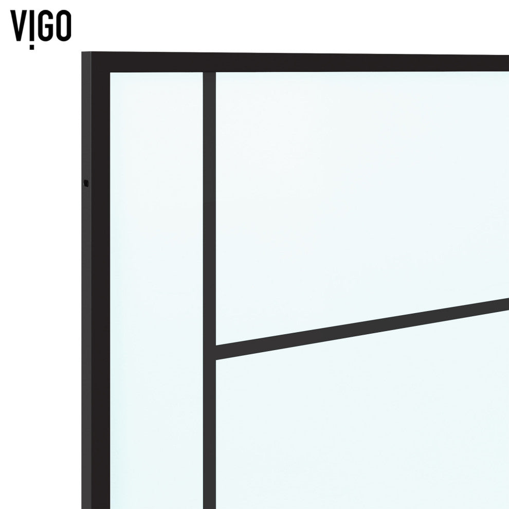 VIGO Meridian 34" W x 74" H Framed Shower Screen, Matte Black With Mixed Glass