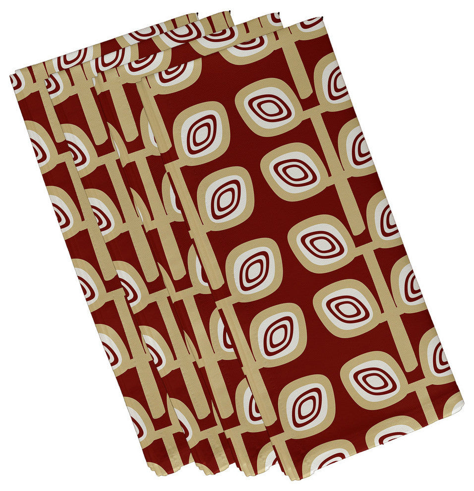 Leaf Tree Geometric Print Napkin, Orange, Set of 4