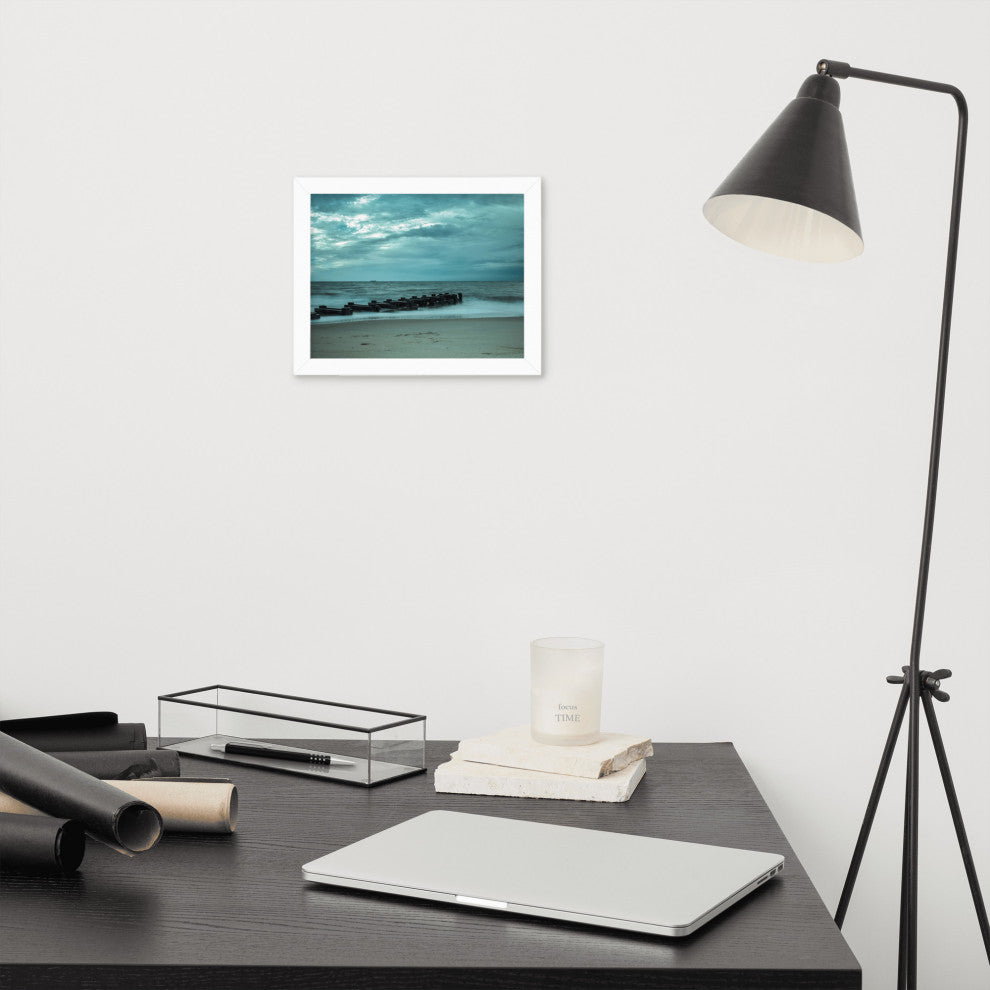 Blue Morning at Rehoboth Coastal Landscape Framed Photo Paper Wall Art Prints, White, 8" X 10"