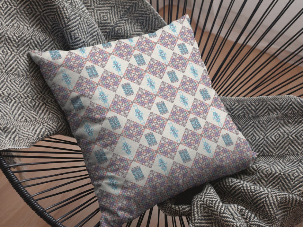 20" Pink Lattice Decorative Suede Throw Pillow