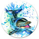 Blue Dolphin Watercolor, Animal Art Disc Metal Wall Art, 36"