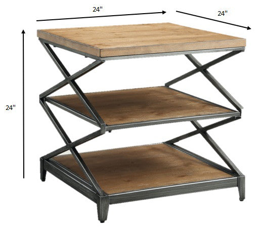 24" X 24" X 24" Oak And Antique Black End Table