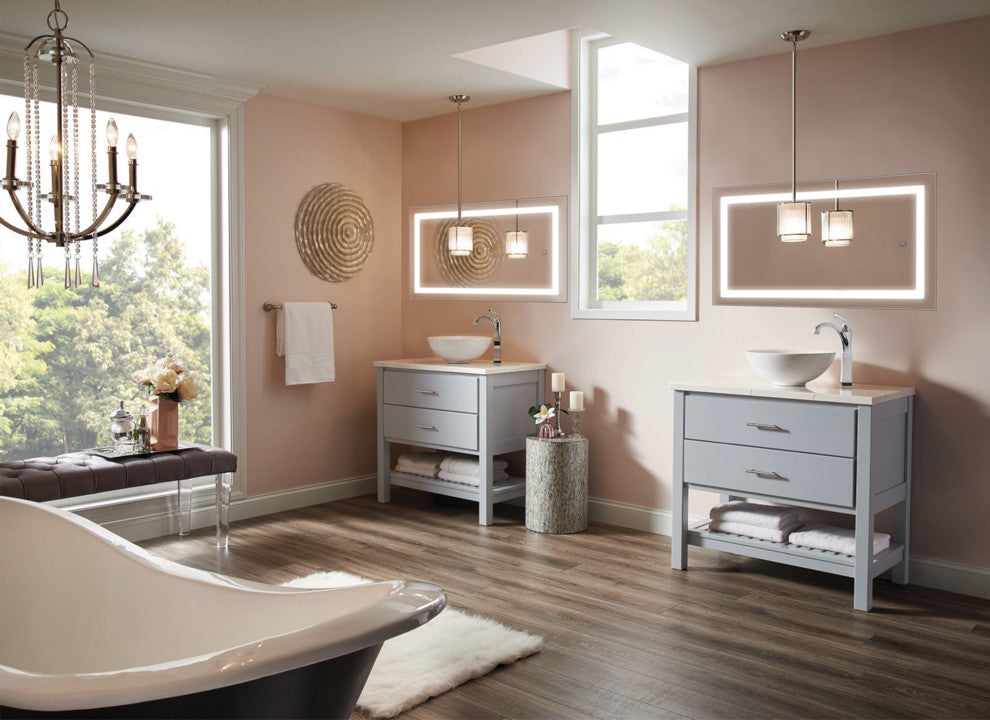 Krugg LED Bathroom Mirror, Lighted Vanity Mirror Dimmer and Defogger, 42x24