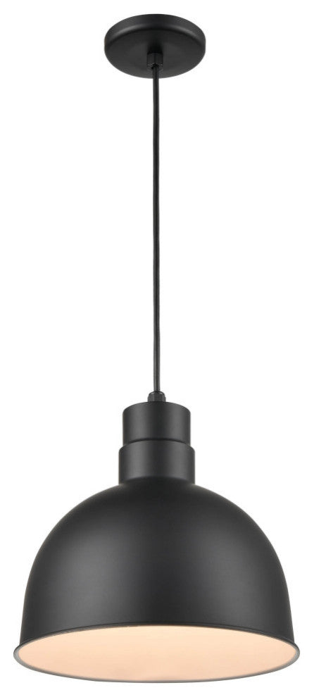 R Series Collection 1 Light 12 in. Satin Black RLM Pendant