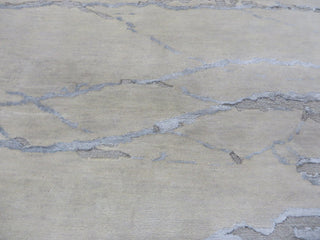 6'2x8'11 Hand Knotted Ivory Gray Modern Wool & Silk Oriental Rug