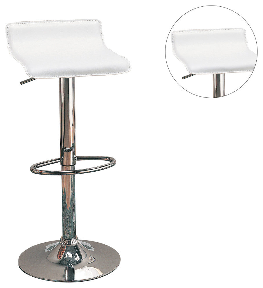 Set of 2 Adjustable Height Bar Stools, White