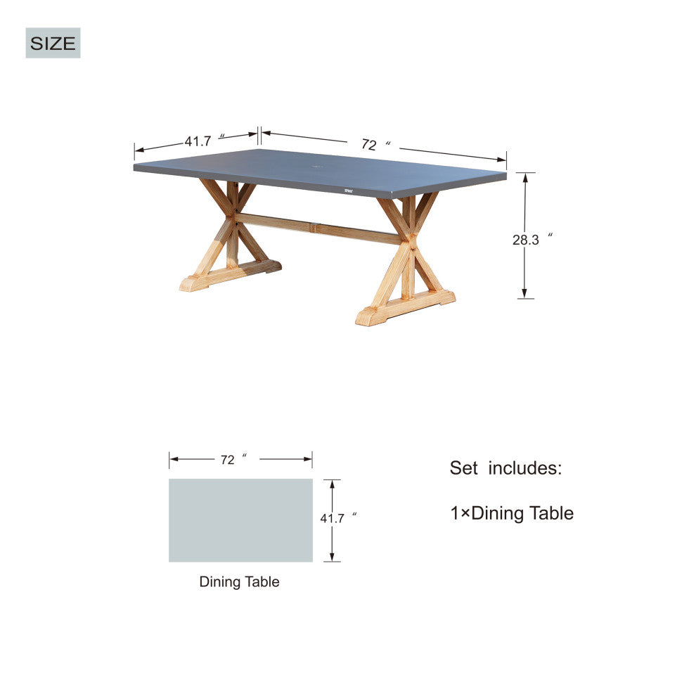 72" Aluminium Coated Dining Table with Umbrella Hole