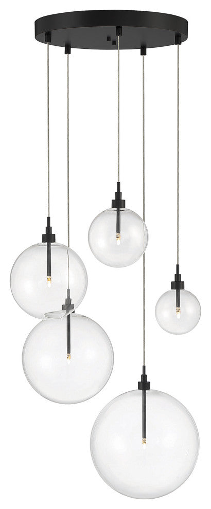 5-Light Pendant in Natural Brass, Oil Rubbed Bronze