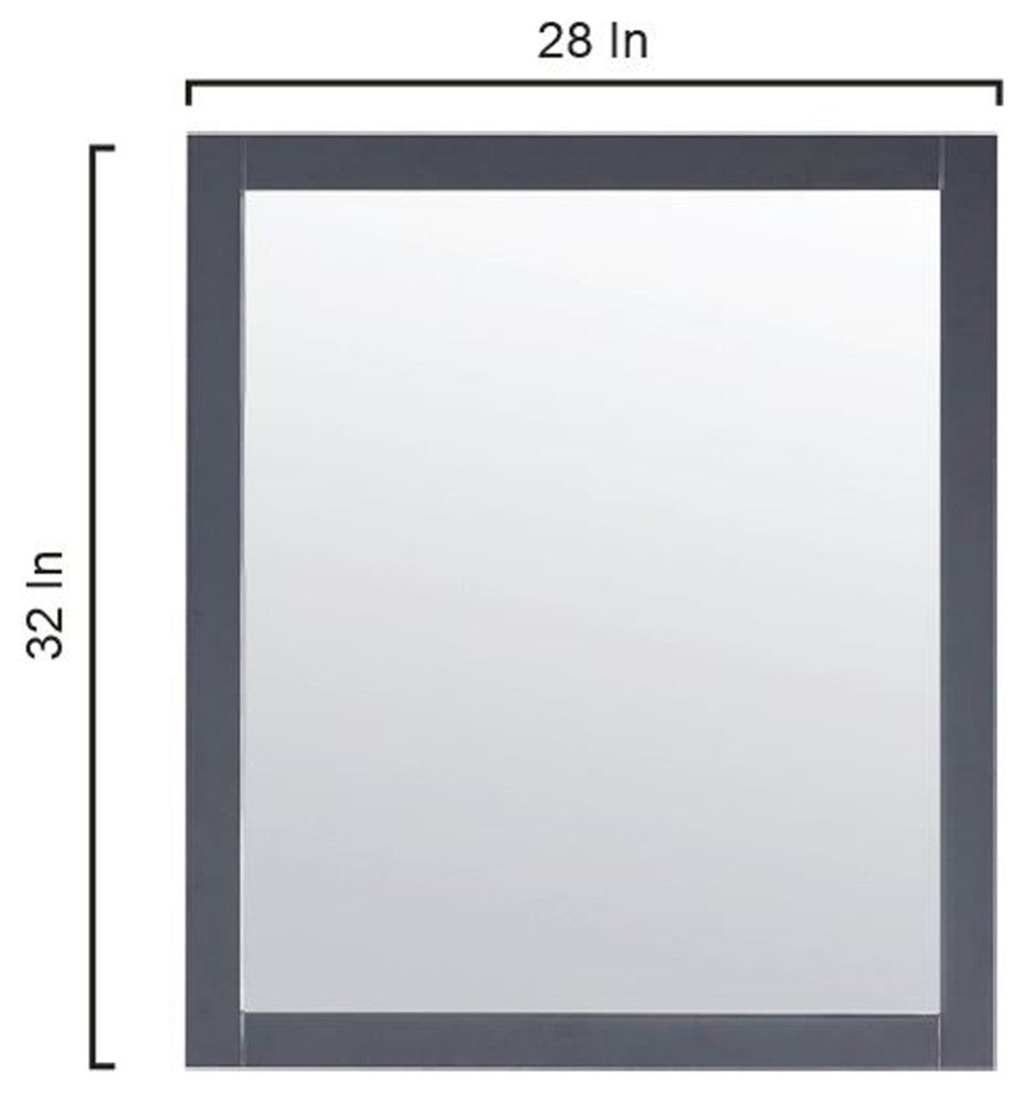 Marsyas 30" Brown Single Vanity Cabinet Quartz Top Square Sink, 28" Wall Mirror
