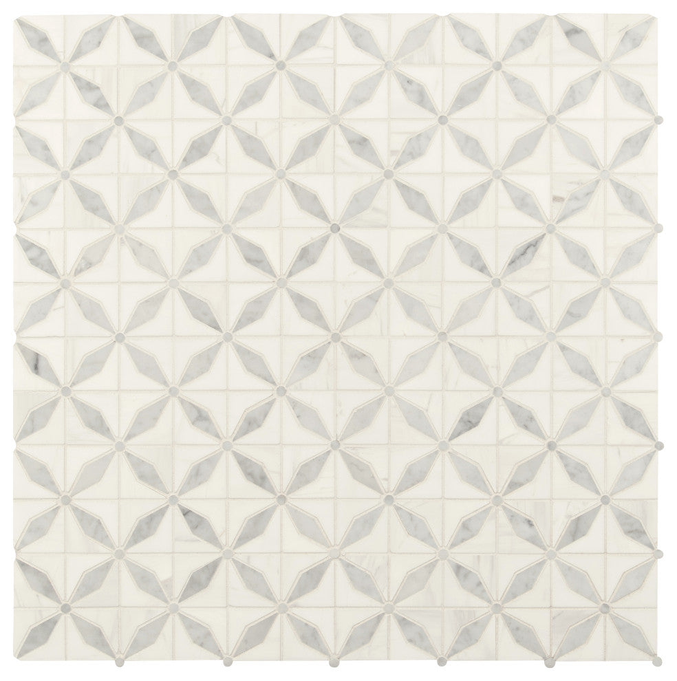 Bianco Starlite Polished Marble Mosaic, 10 Sheets