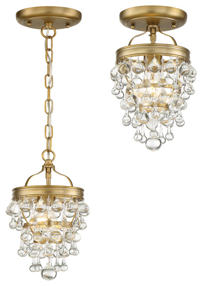 Crystorama Lighting Group 131_CEILING Calypso 7"W Semi-Flush - Vibrant Gold