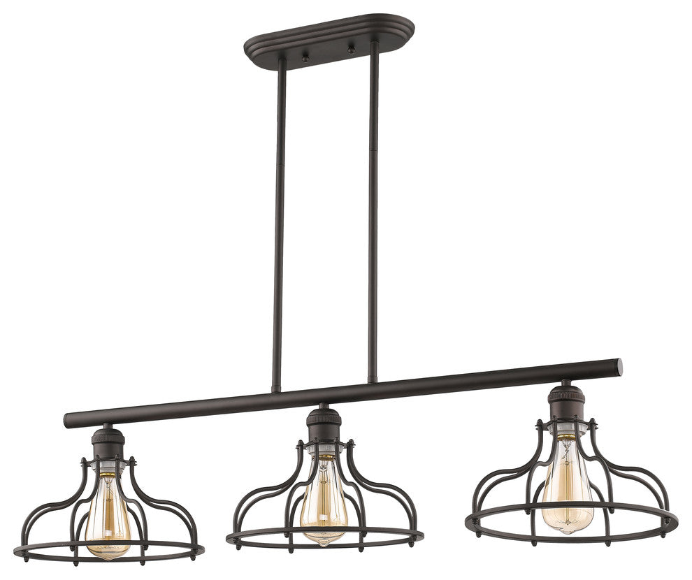 Jaxon 3-Light Rubbed Bronze Island Hanging Fixture 37"