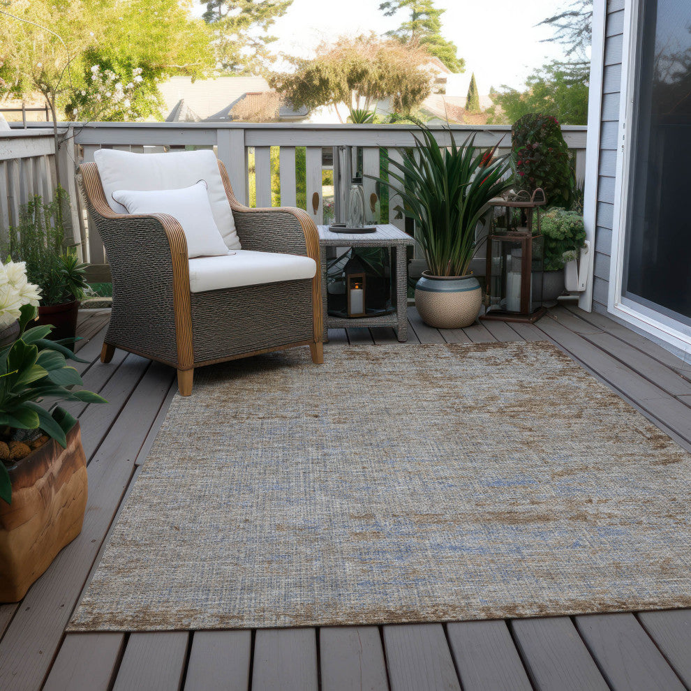 Machine Washable Indoor/Outdoor Chantille ACN1901 Taupe 10' x 14' Rug