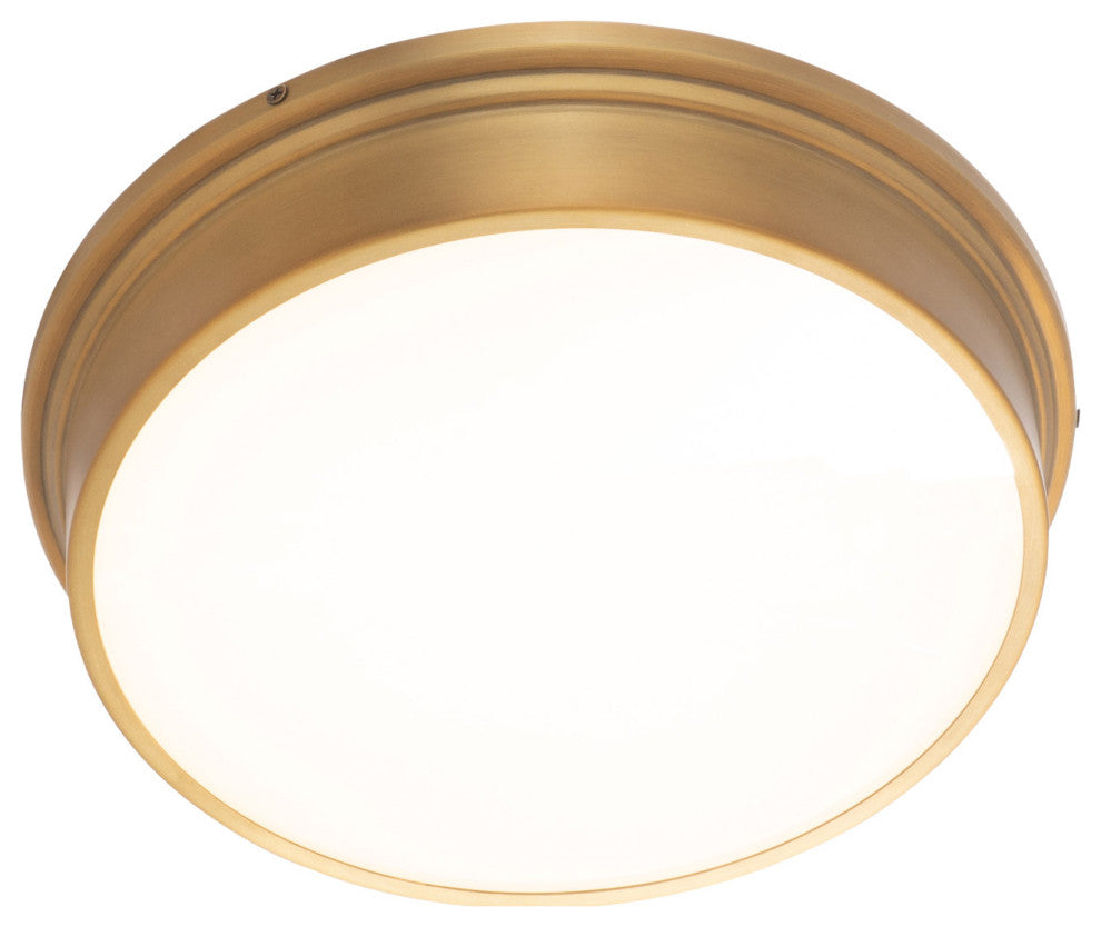 York LED Flush Mount 3000K, Aged Brass, 12"