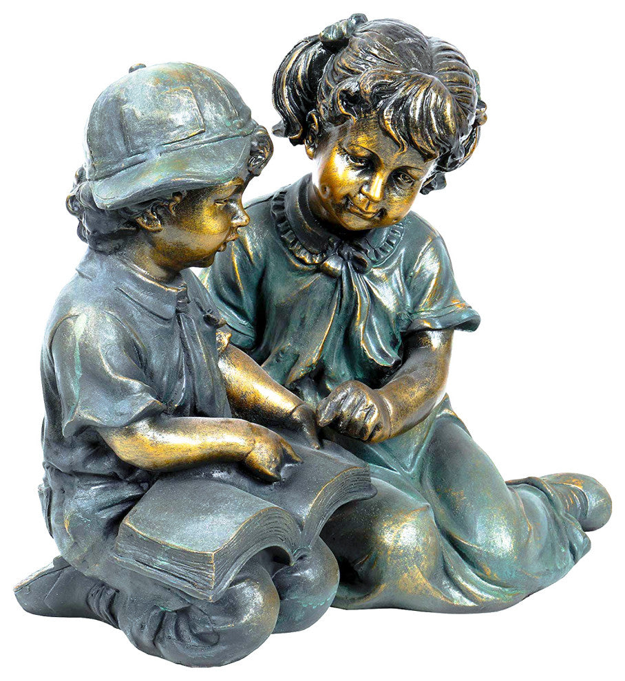 Boy and Girl Reading Statue