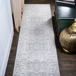 Modern Persian Vintage Medallion Light Gray 2'x10' Runner Rug