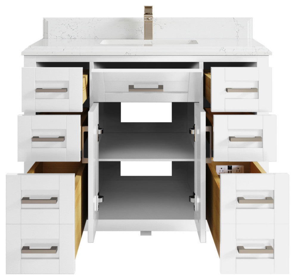 Cambridge 42 Single Sink Bath Vanity in White 1.5" Empira Quartz