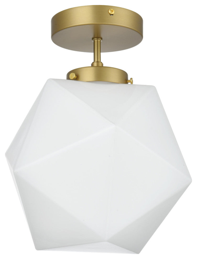 Elegant Lighting LD2347 Lawrence 10"W Semi-flush Ceiling Fixture - Satin Gold