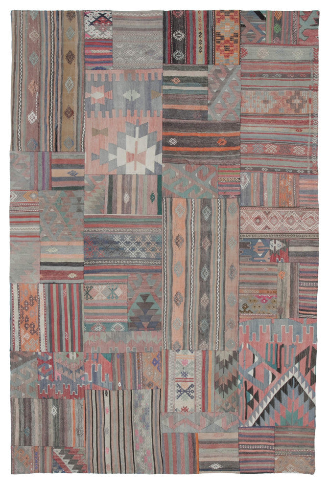 Rug N Carpet - Handmade Turkish 6' 7'' x 9' 11'' Vintage Patchwork Kilim Rug
