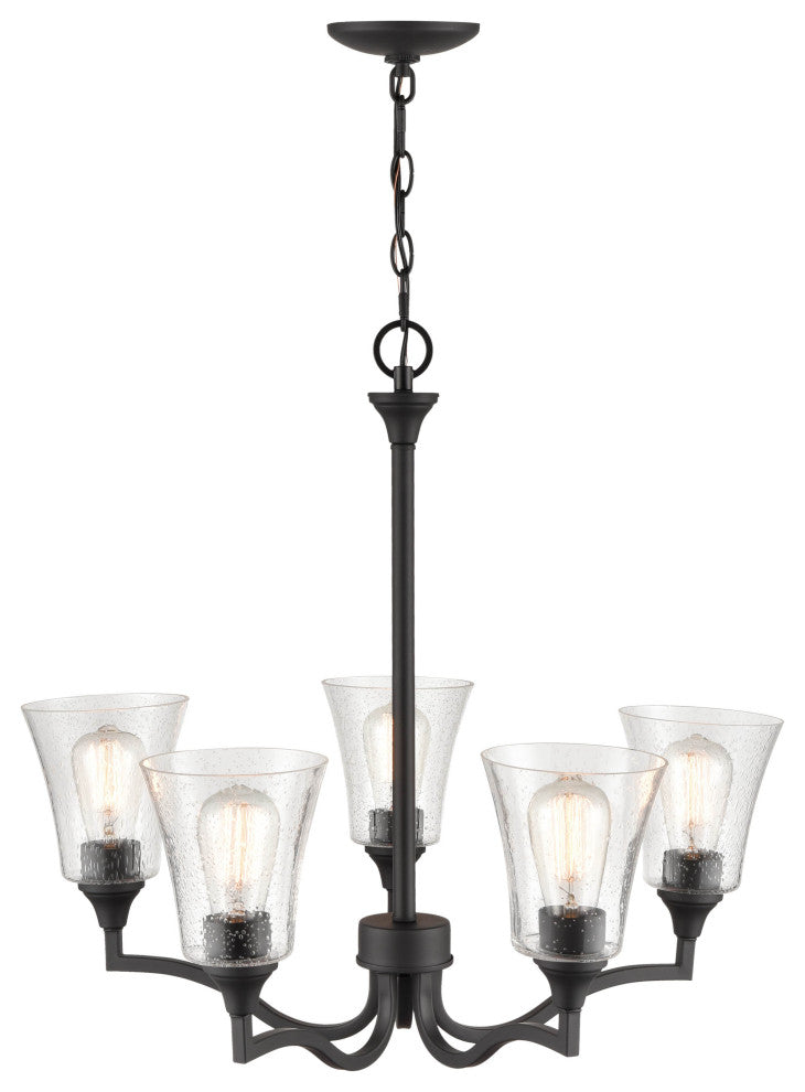 5 Light 26" Matte Black Chandelier