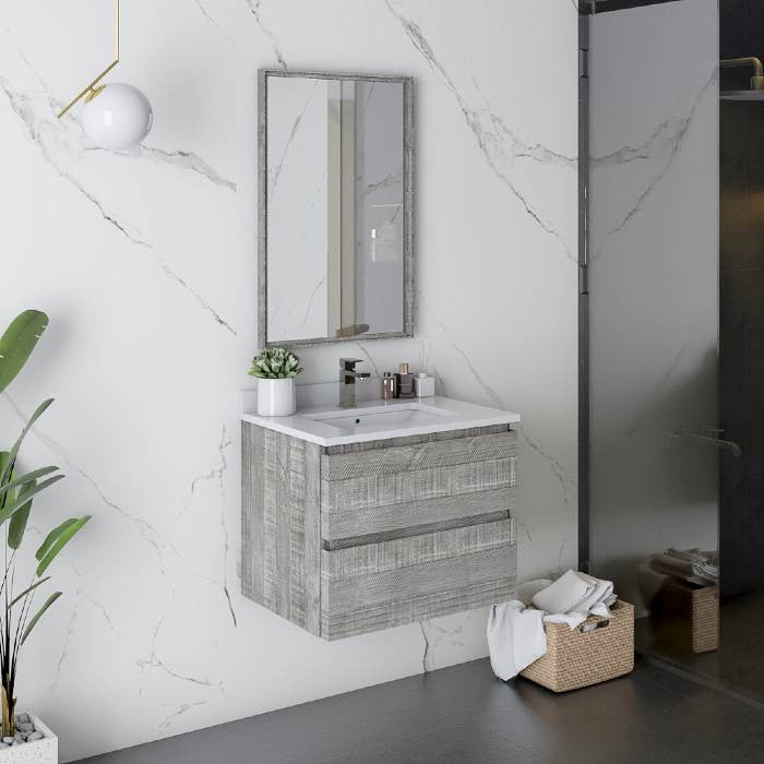 Fresca Formosa Modern 24" Ash Wall Hung Bathroom Vanity Set