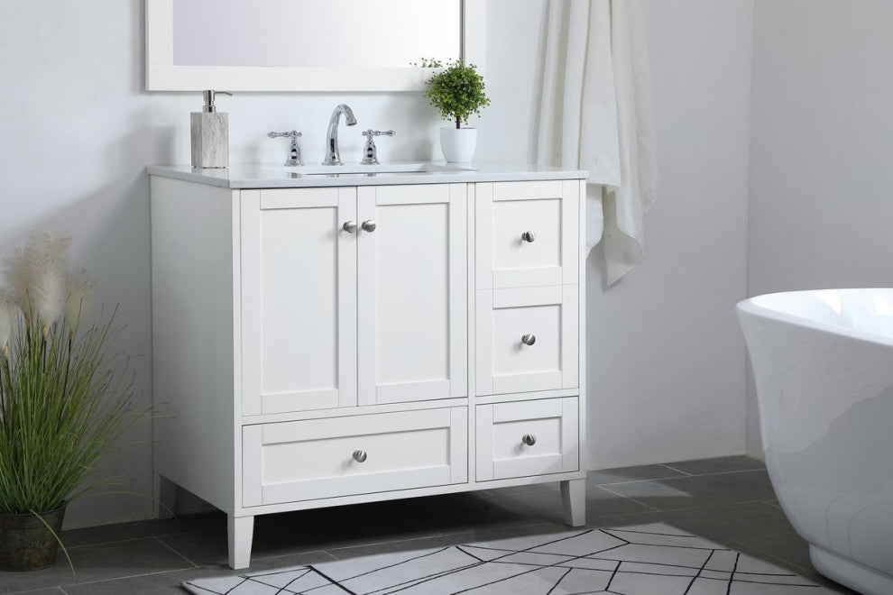 36" Single Bathroom Vanity, White