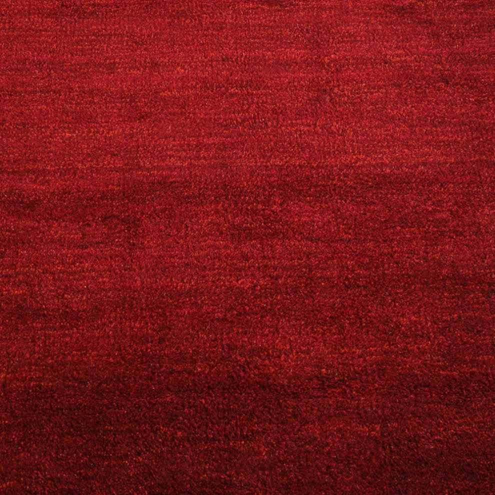 HAND KNOTTED LOOM SILK ECO-FRIENDLY AREA RUGS-Runner,Red Color,Solid Design, [Runner] 2'8"x10'
