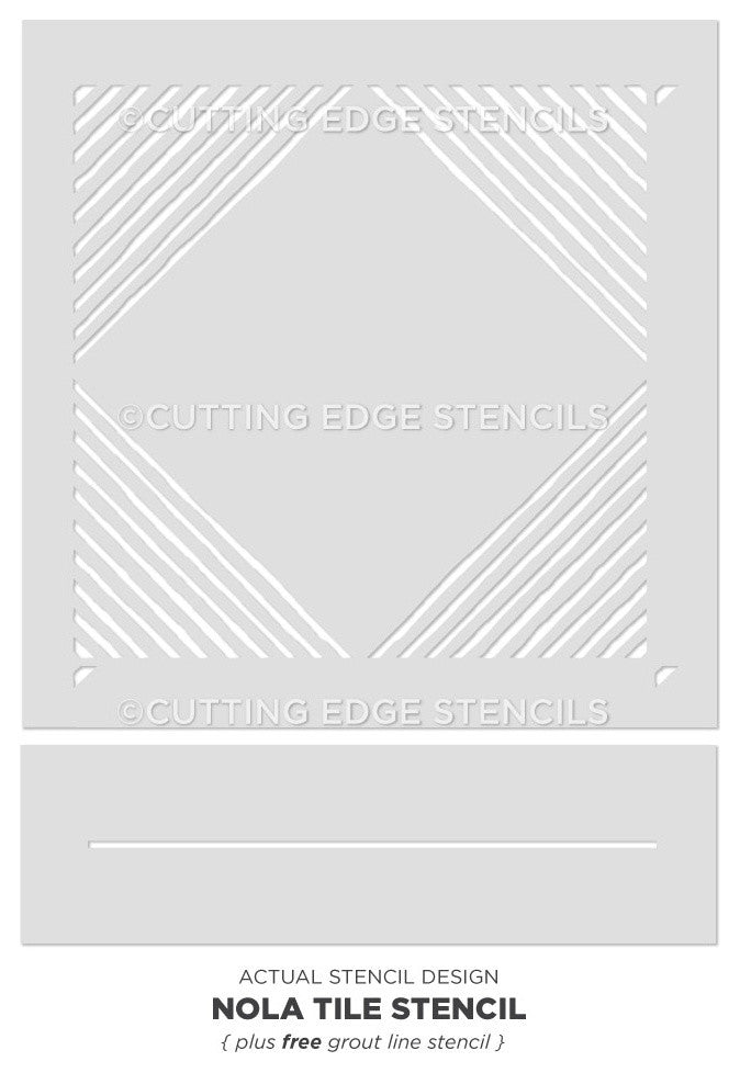 Nola Tile Stencil - DIY Faux Geometric Tiles - Cement Tile Stencils, Large