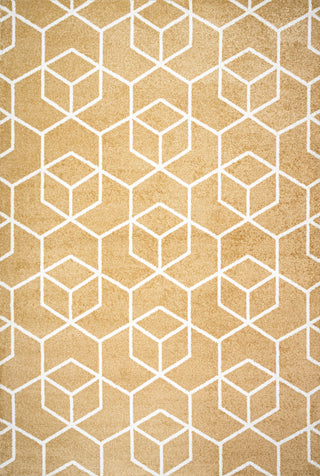 Tumbling Blocks Modern Geometric Gold/White 3'x5' Area Rug
