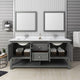 Manchester Regal 72" Gray Wood Veneer Double Sink Vanity Set, Faucet-Fft9161bn