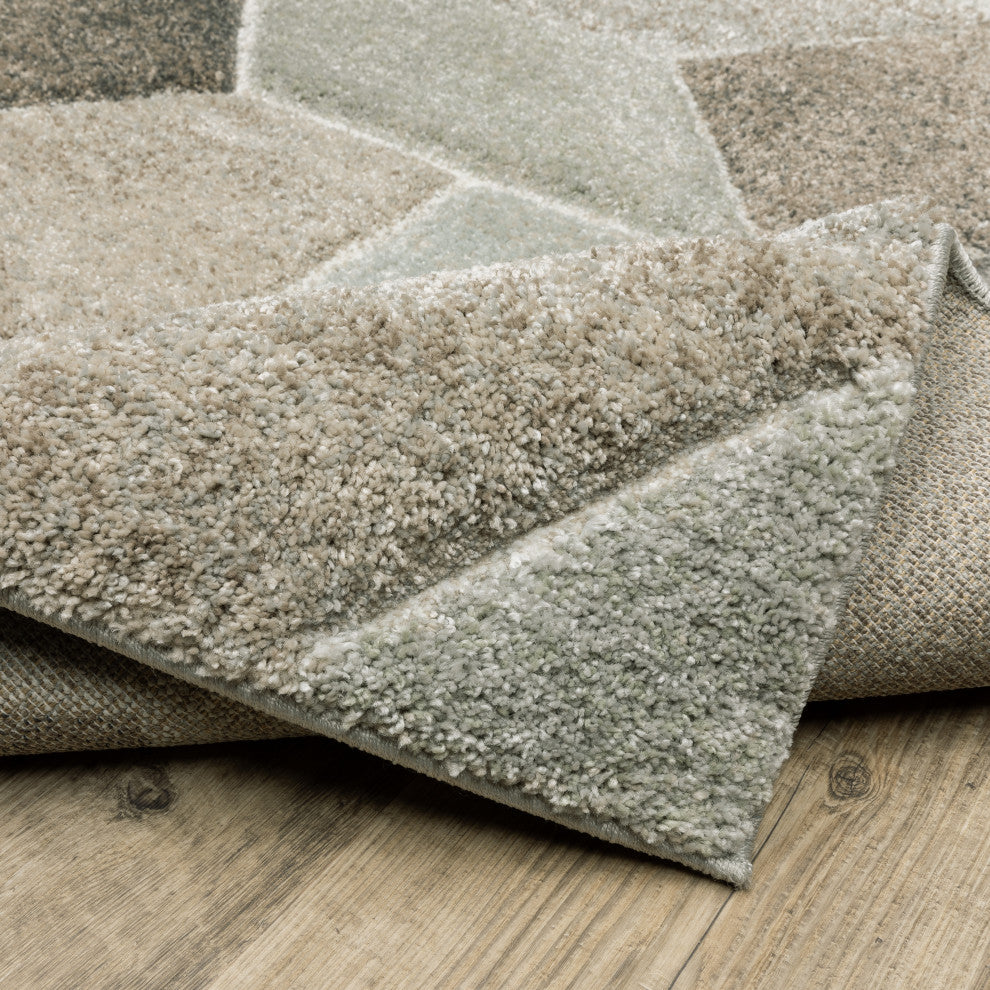 Canton Geometric Grey/Brown Indoor Area Rug, 7'10"x10'10"