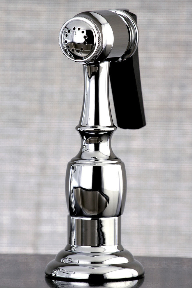 Kingston Brass Widespread Kitchen Faucet With Brass Sprayer, Polished Chrome