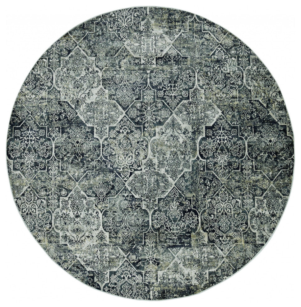 HomeRoots 63" X 91" Grey Polyester or Viscose Rug