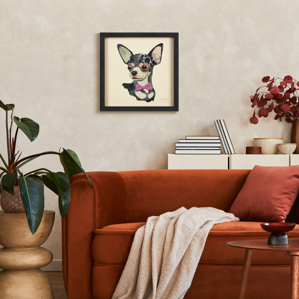 Chihuahua Dog Dimensional Handmade Collage Wall Art Framed Under Glass