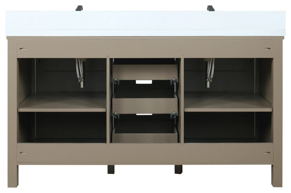Marsyas 60" Double Vanity, No Top and 24" Mirrors, Rustic Brown