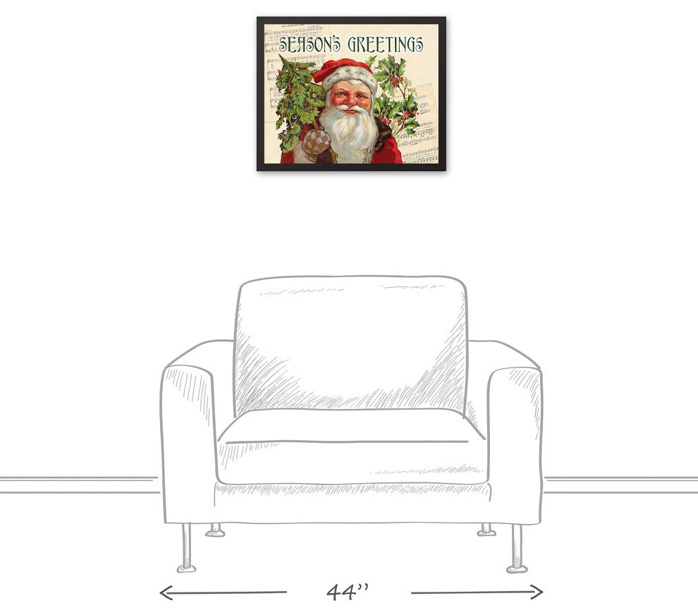 Vintage Santa 16x20 Black Framed Canvas