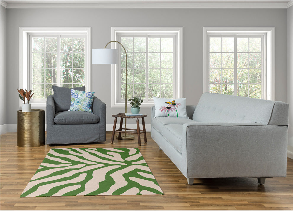 Animal Stripe Spring Chenille Rug, Light Olive, 4'x6'