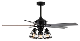 52 in Industrial Matte Black Ceiling fan With 5 Blades, Remote Control