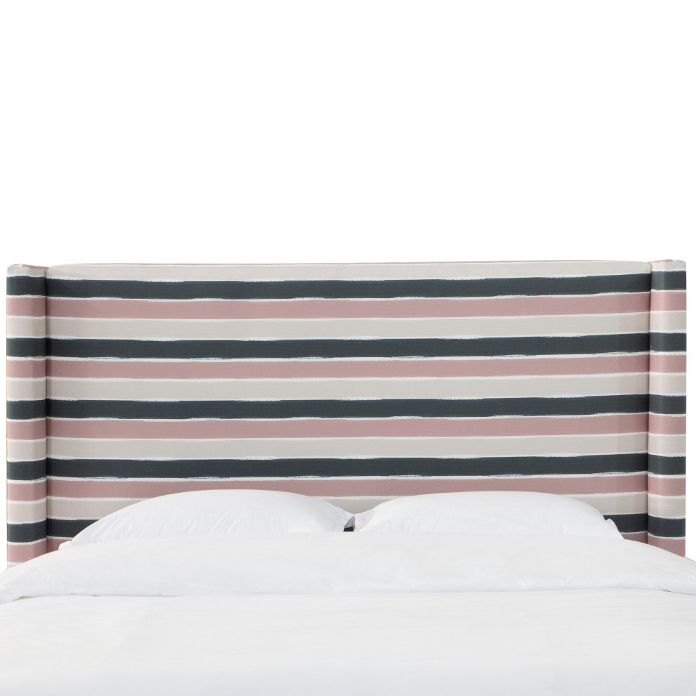 Twin Wingback Headboard, Watercolor Cabana Pink Teal