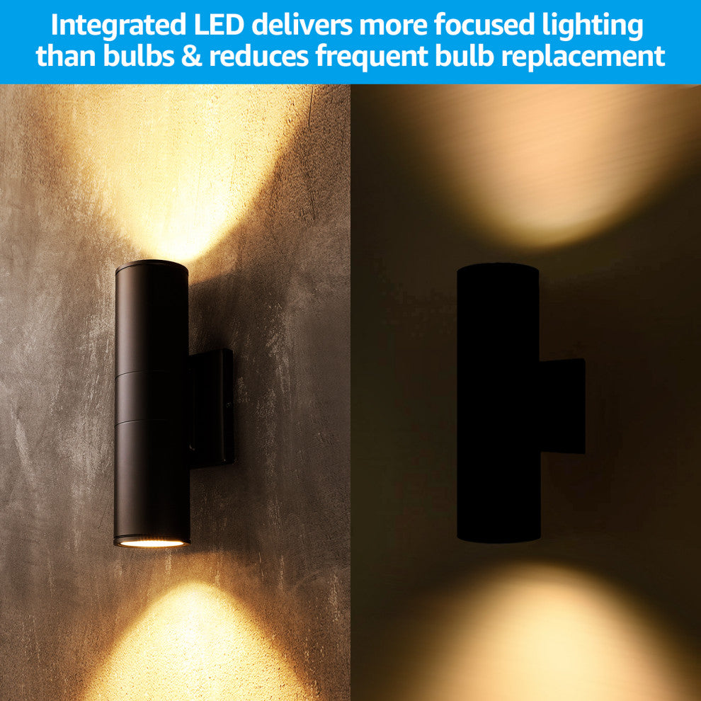8-Pack 20W LED Cylinder Up Down Wall Light, Aluminum Finish Outdoor Wall Lamp