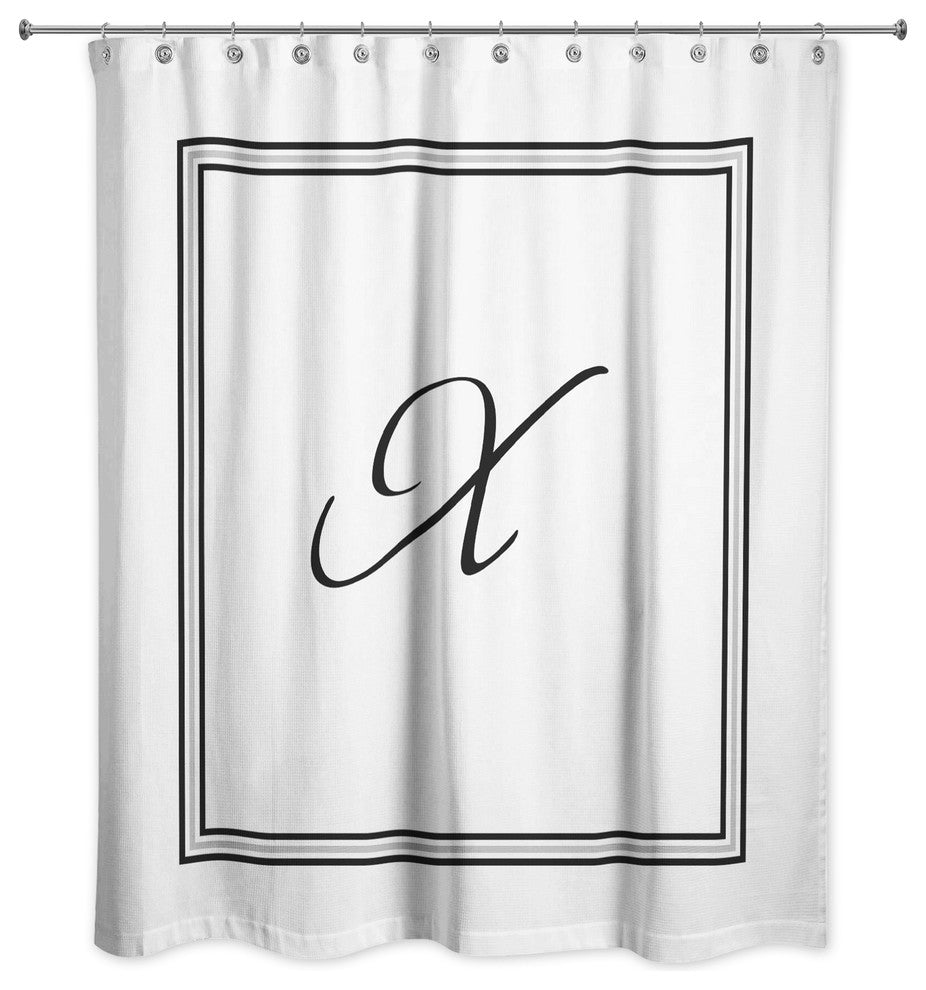 Classic White Monogrammed Shower Curtain, X