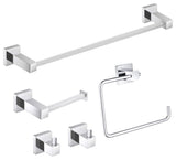 Cube 5-Piece Bathroom Hardware Set, Chrome