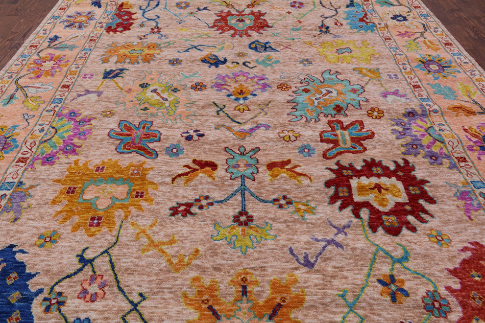 10' 3" X 13' 8" Hand-Knotted Turkish Oushak Wool Rug - Q13533