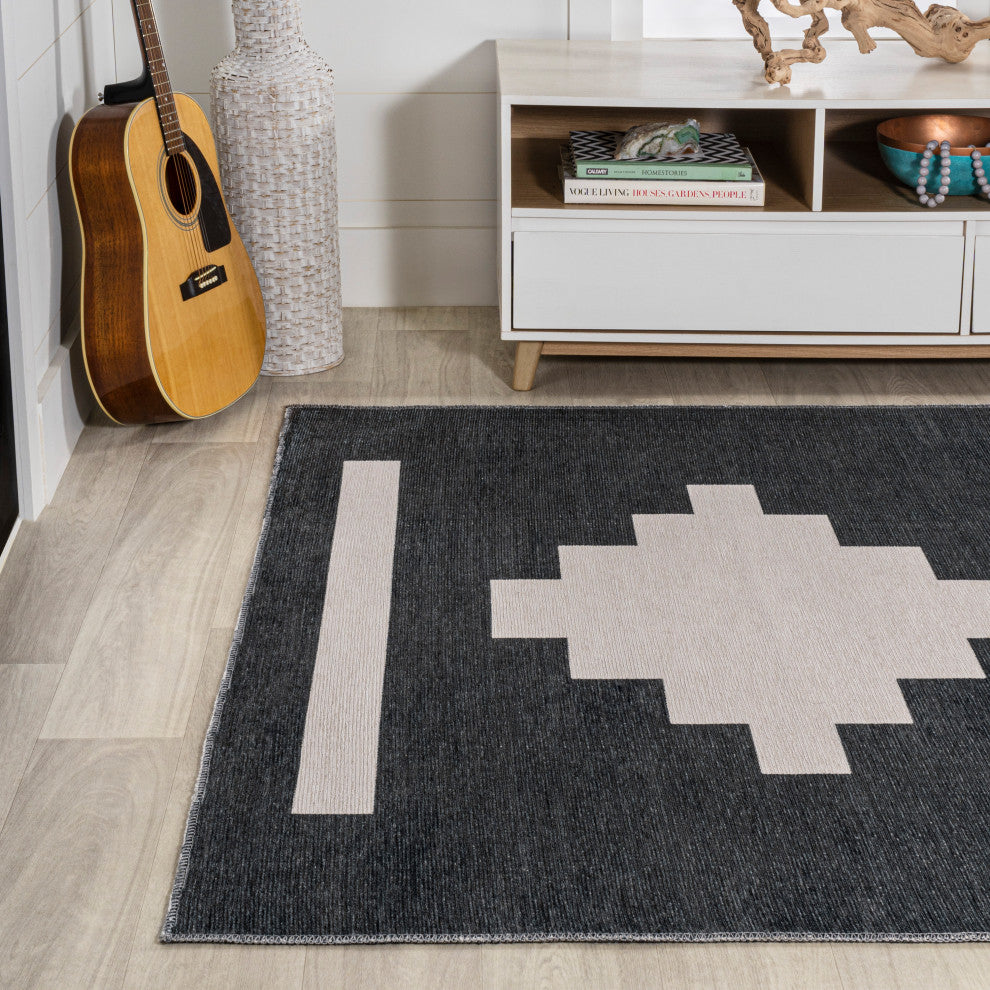 Adriel Geometric Tribal Medallion Machine-Washable Area Rug, 9x12