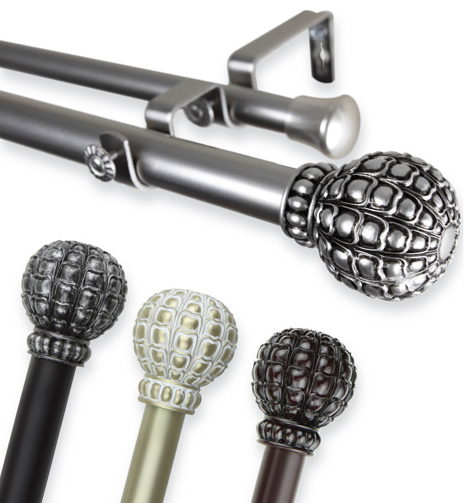 Velia 1" Double Curtain Rod, Light Gold, 48-84"