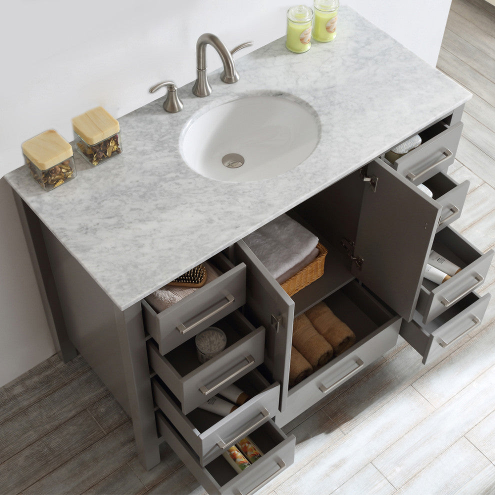 Gela Single Vanity, Gray, 48", Without Mirror