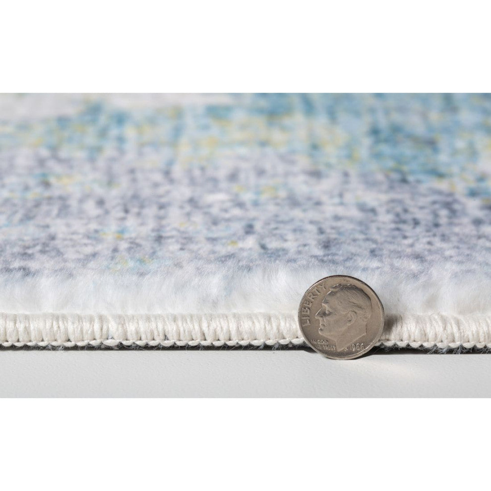 KAS Roxy 2806 Blue/Yellow Nebula Area Rug, 7'6"x10'