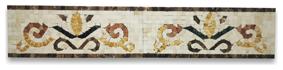 Bougainvillea Gold Marble 4.7x12 Mosaic Border Listello Tile Polished, 1 piece